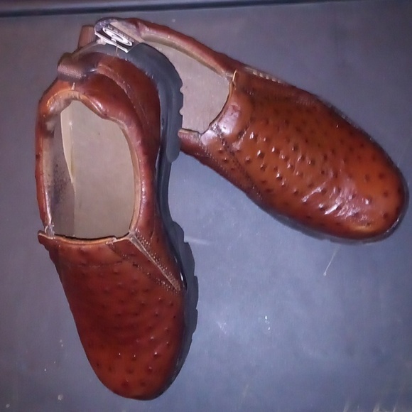 Roper Other - Roper Mens Performance Sport Slip-Ons Cognac Tan Faux Ostrich Leather Shoes